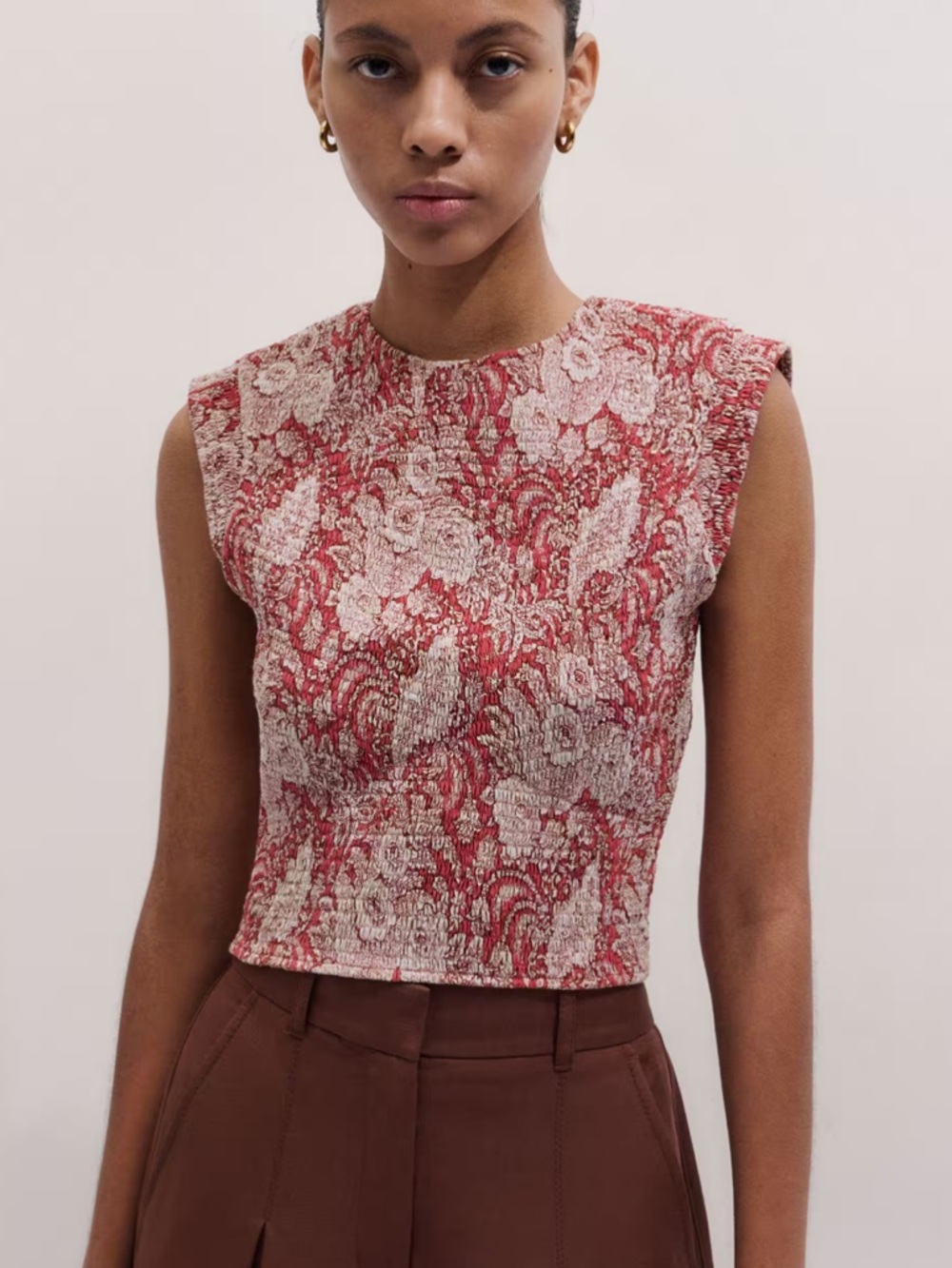 Me + Em Shirred Botanical Print Crop Top
Silk + Cotton Pink Multi US 4 NEW $275